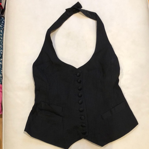Nanette Lepore  black tuxedo halter vest - Picture 1 of 9